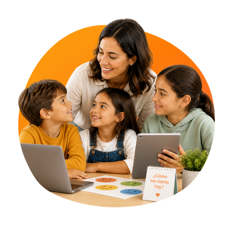 Docente acompañando una experiencia de educación socioemocional